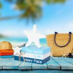 5 Pieces Beach Decor Wood Book Stacks and Starfish Sign Bead Garland, Decorative Books for Beach Room Decor Tiered Tray Decor, Beach Decorations for Home Coastal Bathroom - Image 3